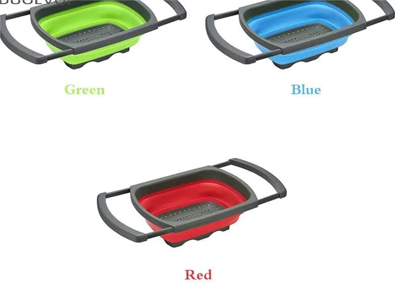 Foldable kitchen sink drainer basket for rinsing vegetables and draining water