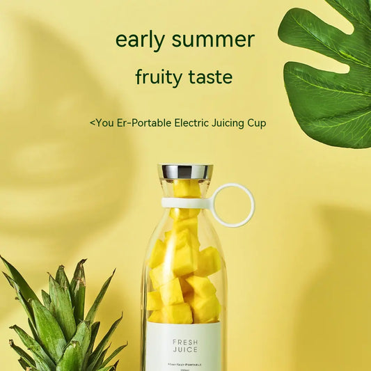 USB magnetic portable juicer cup in pink on white background