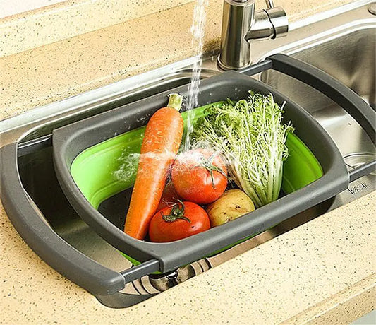 Foldable drain strainer basket for kitchen sink